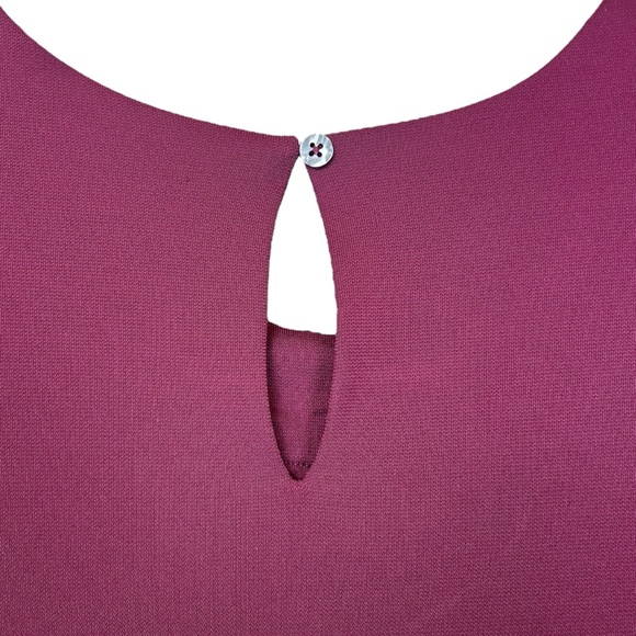 Ann Taylor Pleated Fuchsia Magenta Sleeveless Flutter Sleeve Crewneck Blouse M - Picture 4 of 5